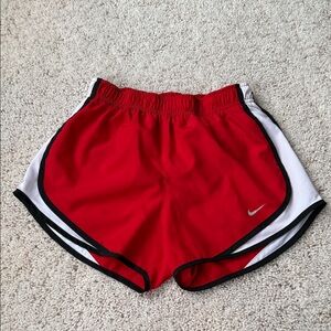 Nike Women's Red and White Athletic Shorts